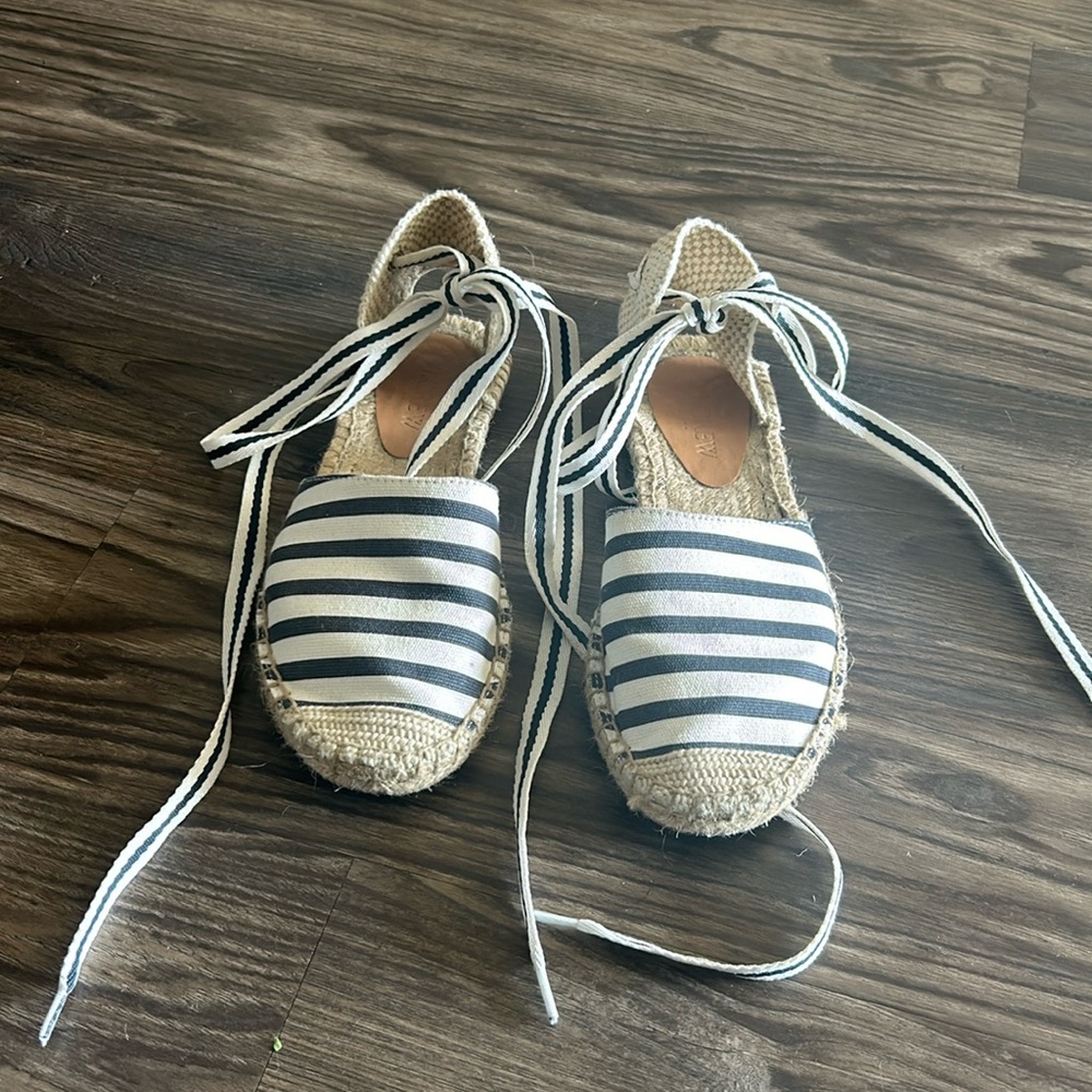 J.Crew Striped d'Orsay lace-up espadrilles-size 6